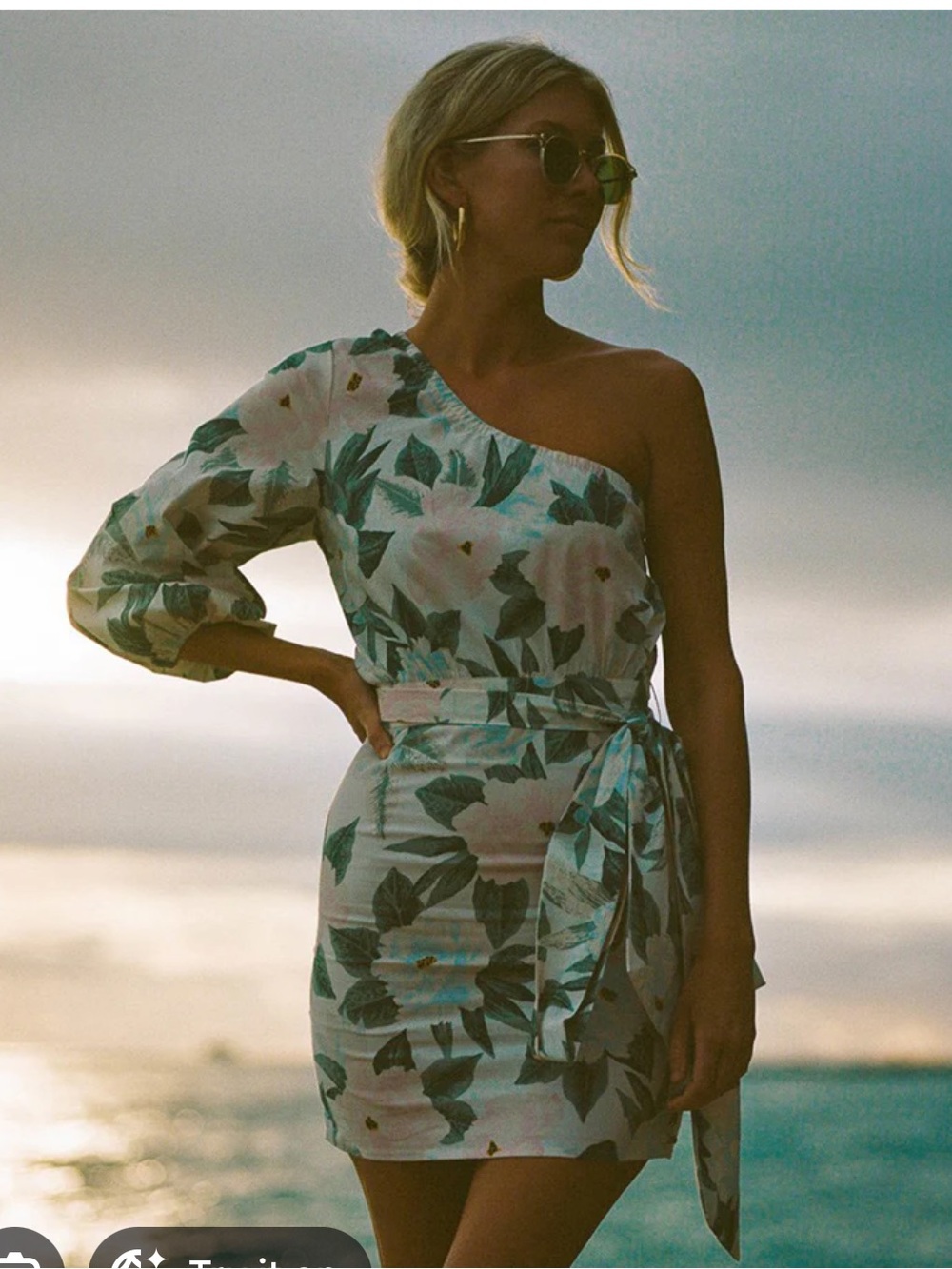 NWT Billabong The Salty Blonde One-Shoulder Floral Dress